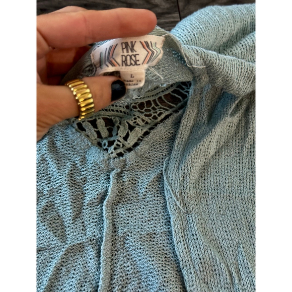 Pink Rose Large Boho Blue Cardigan - Picture 3 of 5